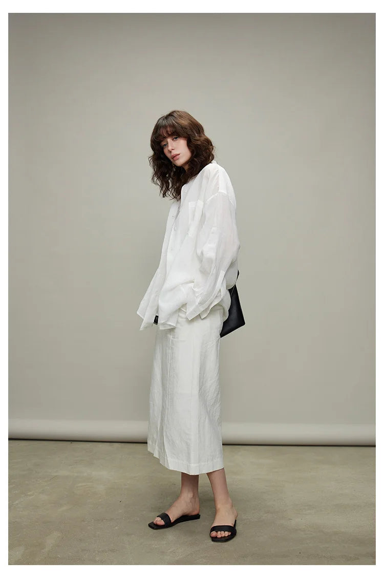 The Camille 100% Linen Shirt & Wide-Leg Trouser Set