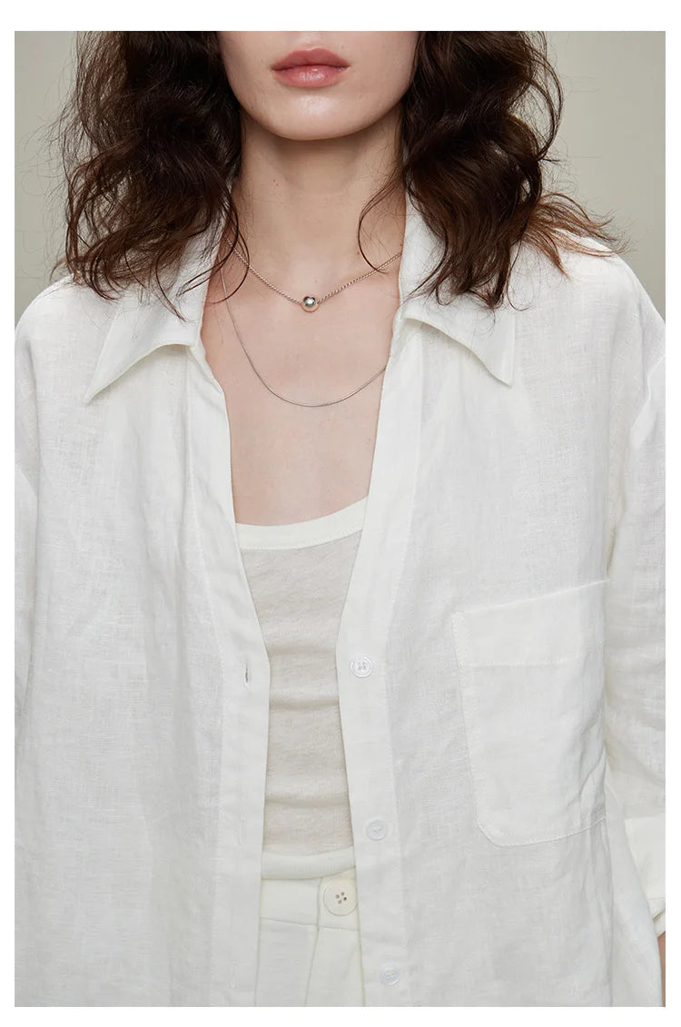 The Camille 100% Linen Shirt & Wide-Leg Trouser Set