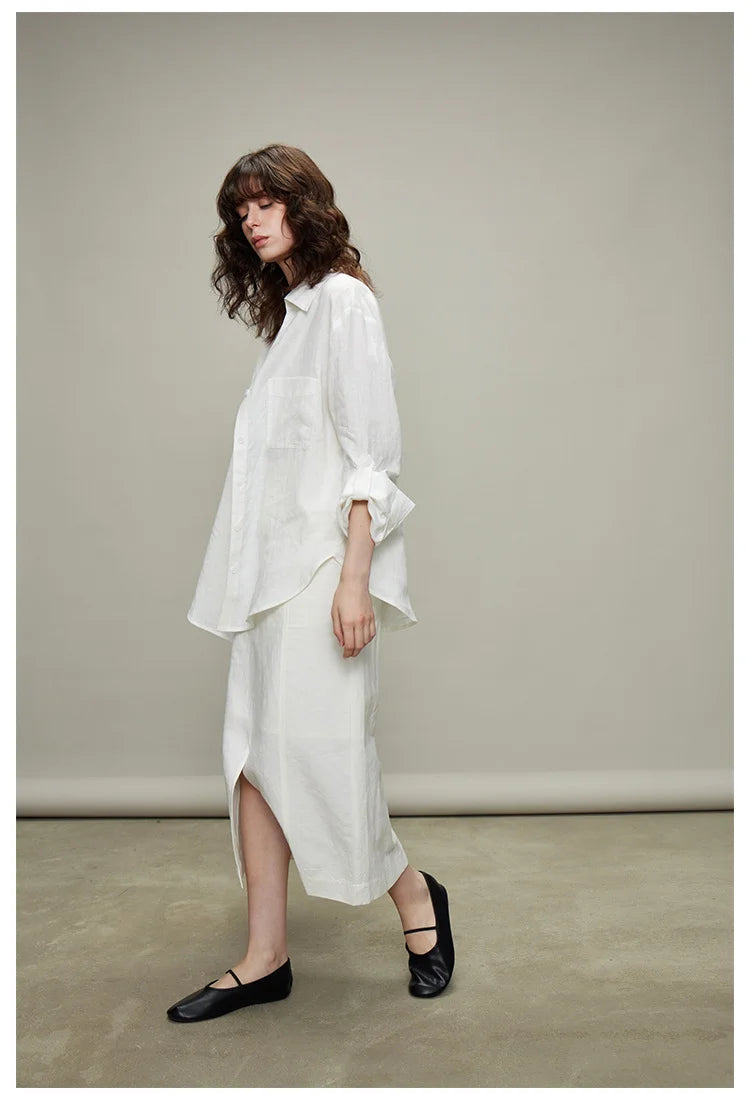 The Camille 100% Linen Shirt & Wide-Leg Trouser Set