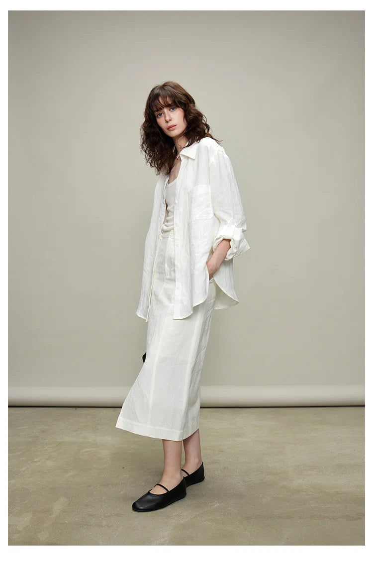 The Camille 100% Linen Shirt & Wide-Leg Trouser Set