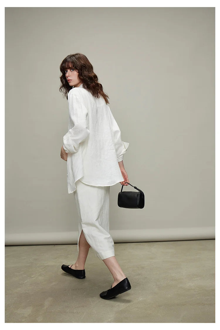 The Camille 100% Linen Shirt & Wide-Leg Trouser Set