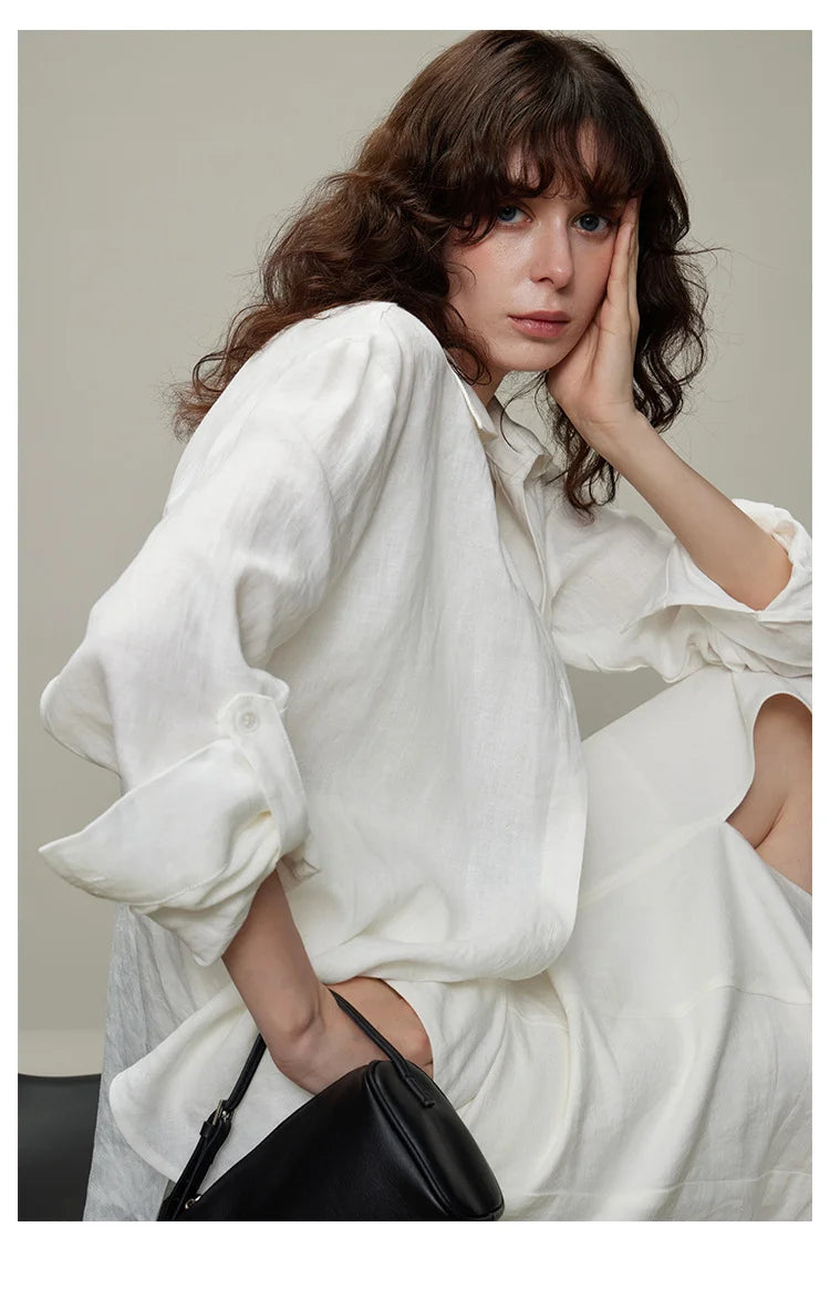 The Camille 100% Linen Shirt & Wide-Leg Trouser Set