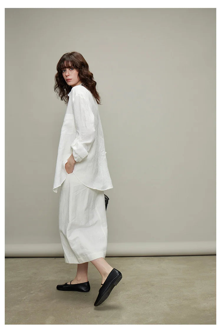 The Camille 100% Linen Shirt & Wide-Leg Trouser Set