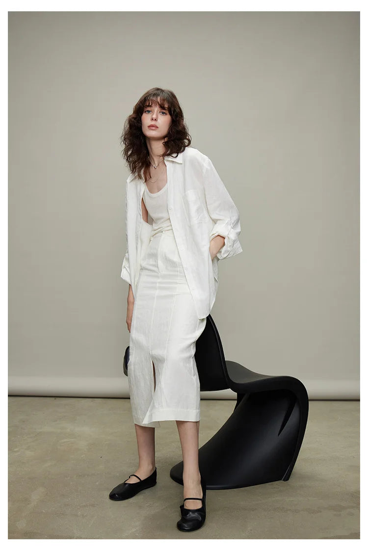 The Camille 100% Linen Shirt & Wide-Leg Trouser Set