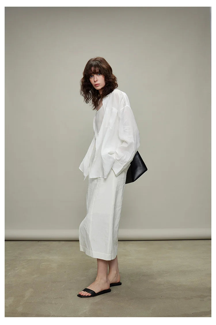 The Camille 100% Linen Shirt & Wide-Leg Trouser Set