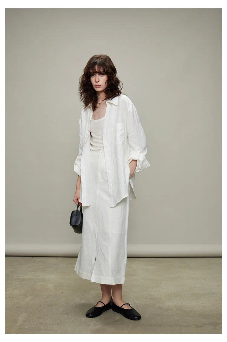 The Camille 100% Linen Shirt & Wide-Leg Trouser Set