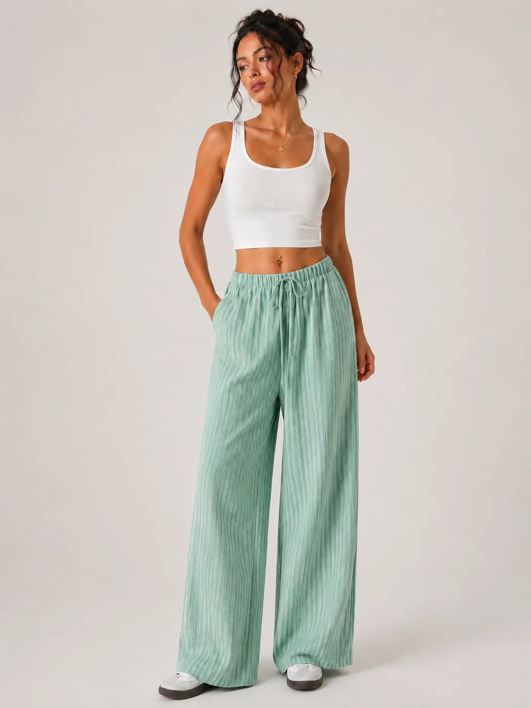 The Amalfi Linen-Blend Wide Leg Trousers