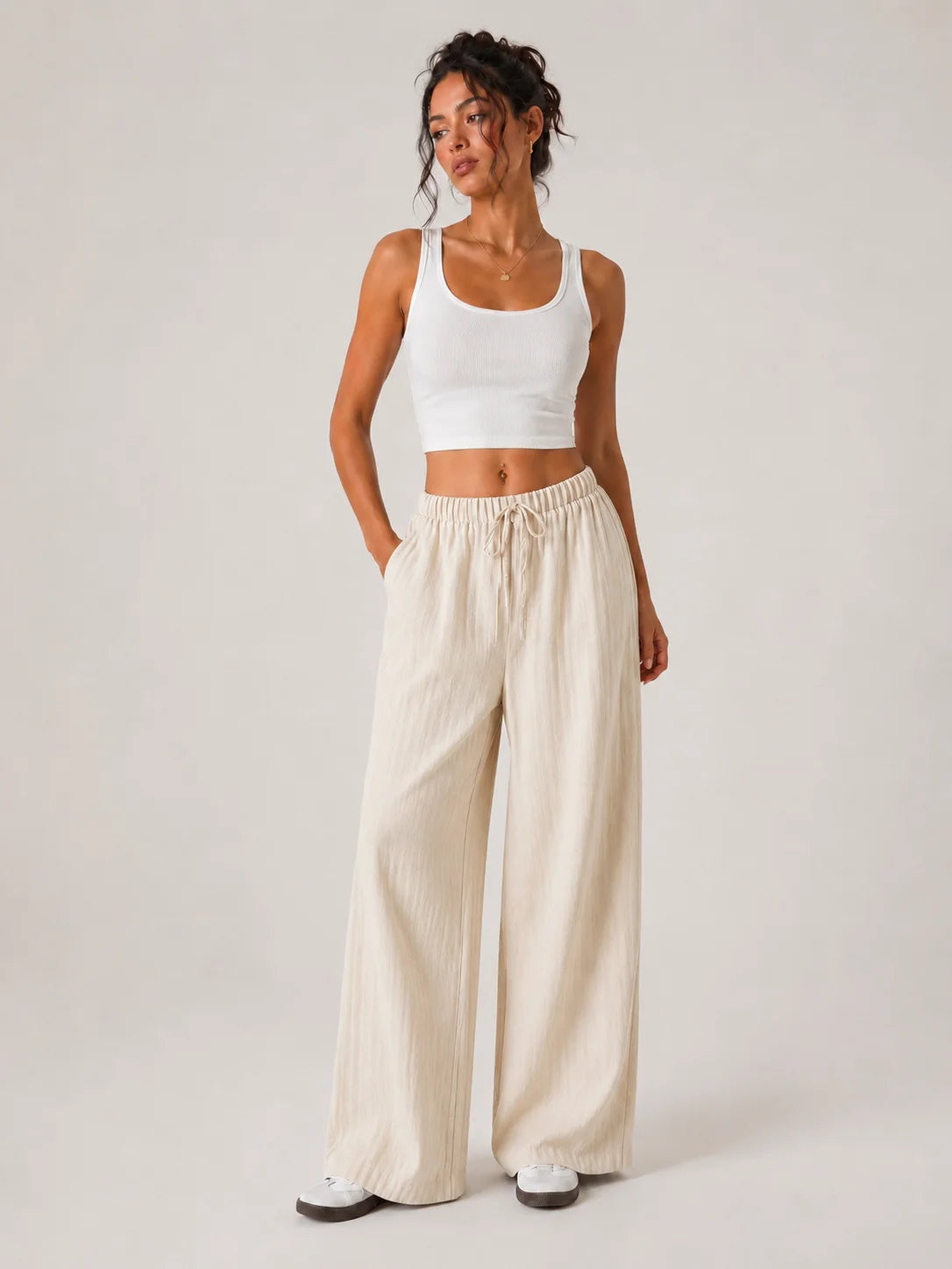 The Amalfi Linen-Blend Wide Leg Trousers