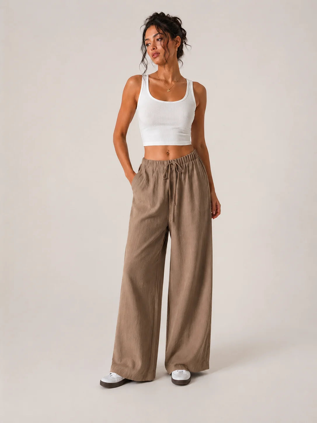 The Amalfi Linen-Blend Wide Leg Trousers