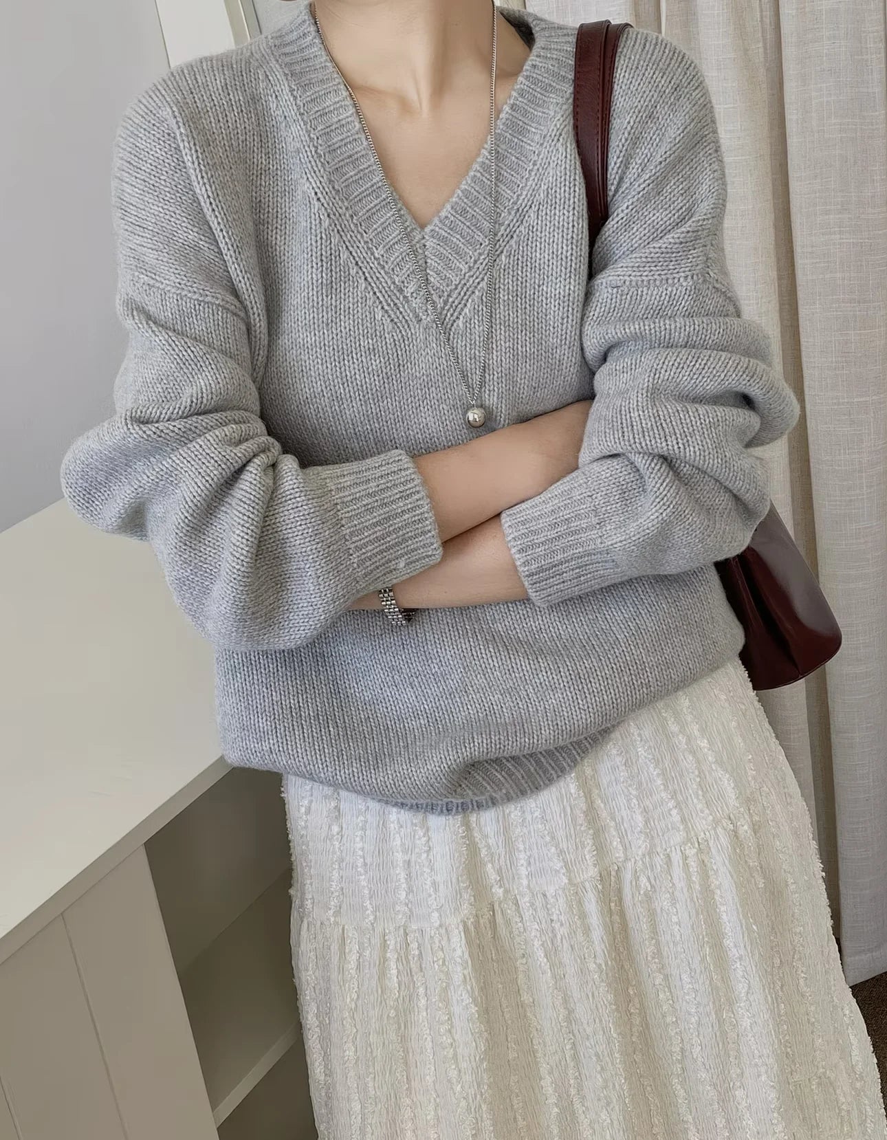 The Sloane Drop-Shoulder V-Neck