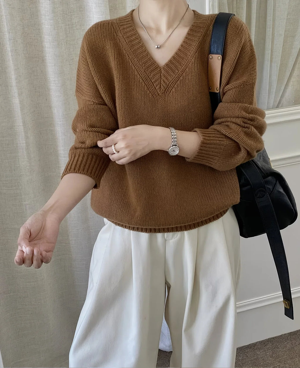The Sloane Drop-Shoulder V-Neck