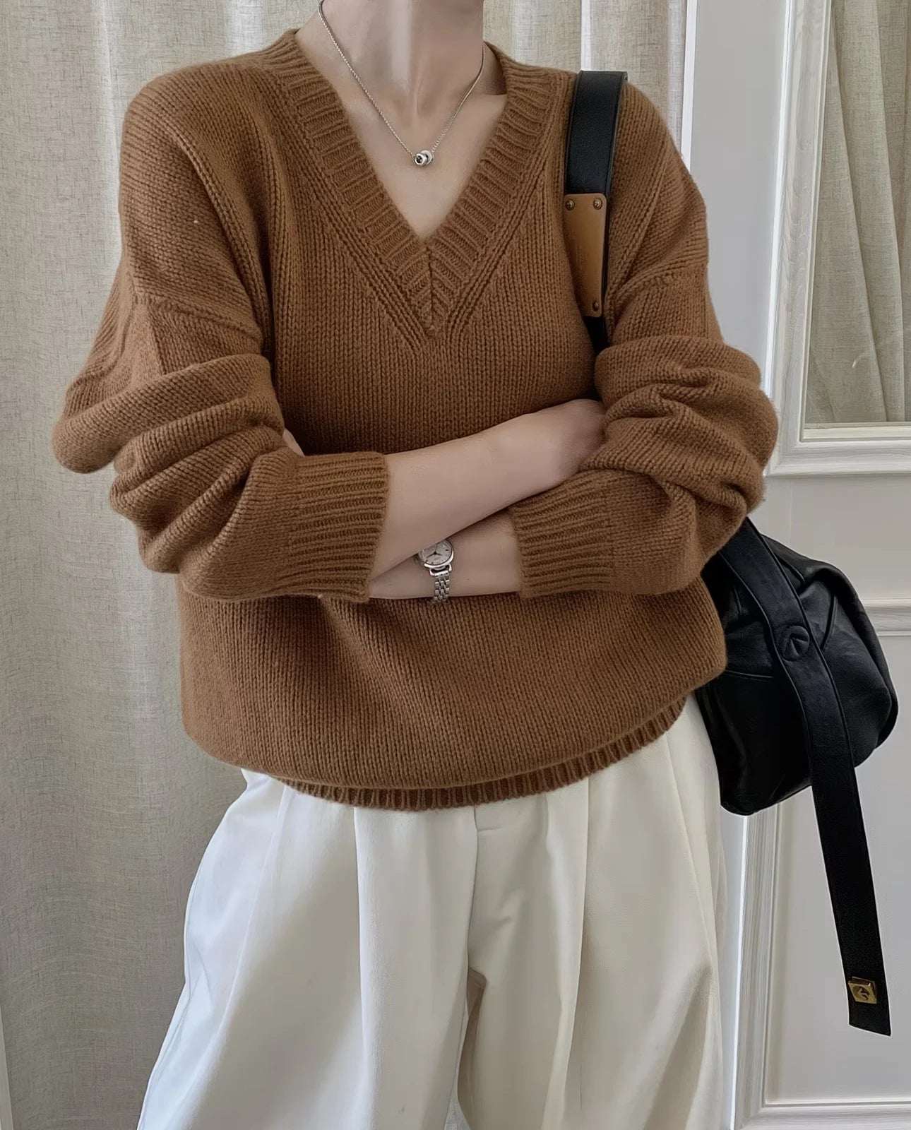The Sloane Drop-Shoulder V-Neck